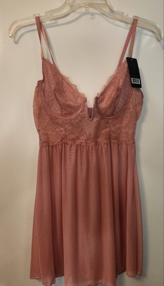 Rachel Roy Underwired Teddy slip chemise Lingerie w/ Lace Details Size xl